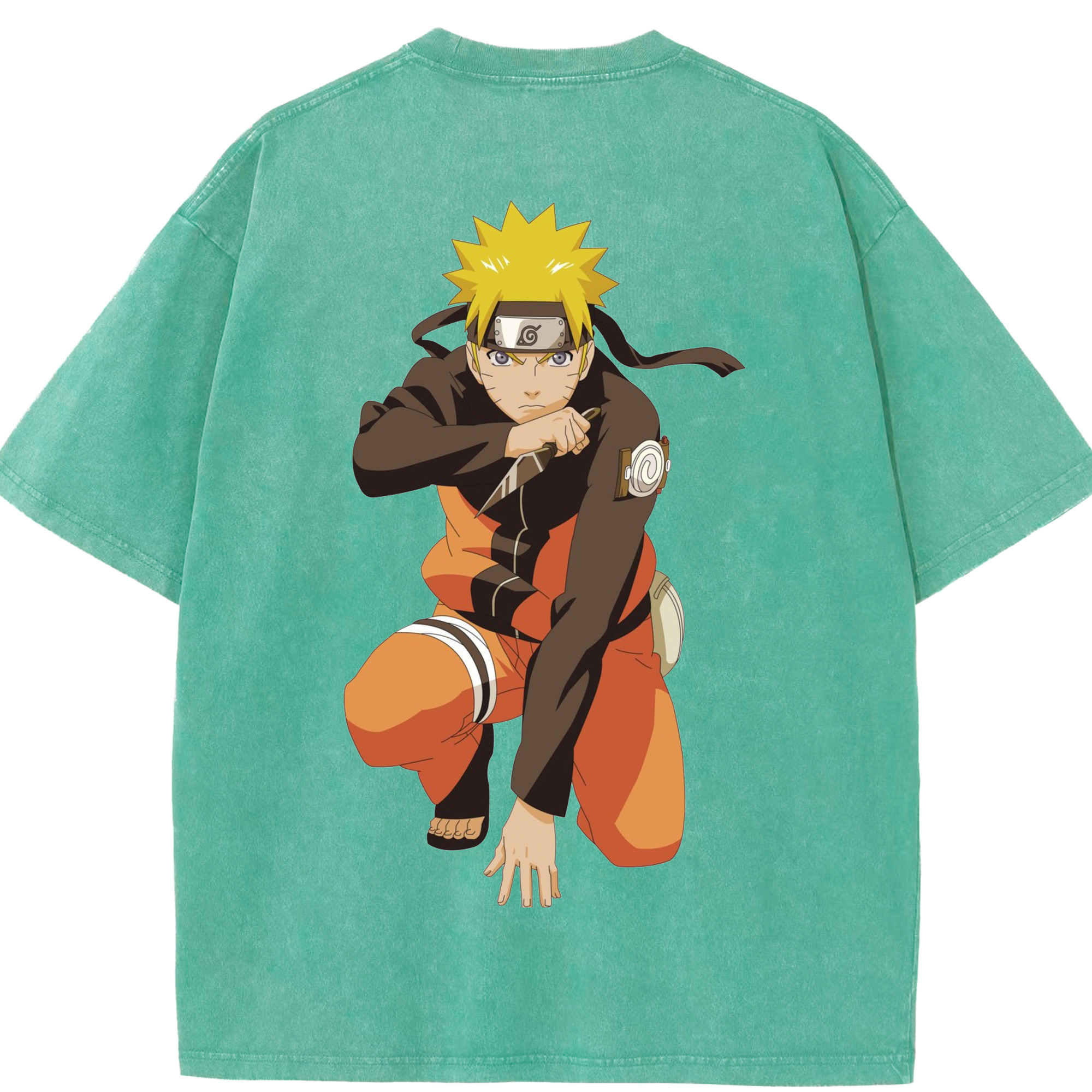 （画像用） NARUTO -ナルト- うずまき ナルト Uzumaki Naruto 綿100% ヴィンテージ風 半袖Tシャツ（背面プリント）